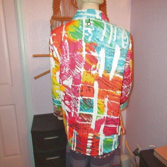 Parsley & Sage Rainbow Art To Wear Top Size XL Button Up Tunic Boho Pop Art NEW - Picture 9 of 13